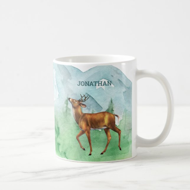 Hjort Hunter Personlig Forest Mountain Kaffemugg (Höger)