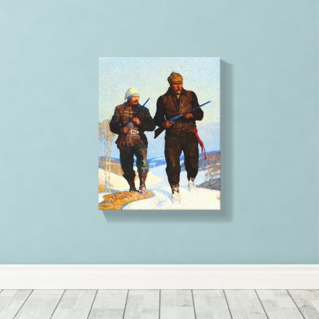 Hjort Hunters by Newell Convers Wyeth Canvastryck (Insitu (trägolv))