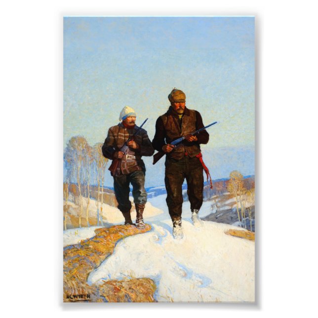 Hjort Hunters by Newell Convers Wyeth Fototryck (Framsidan)