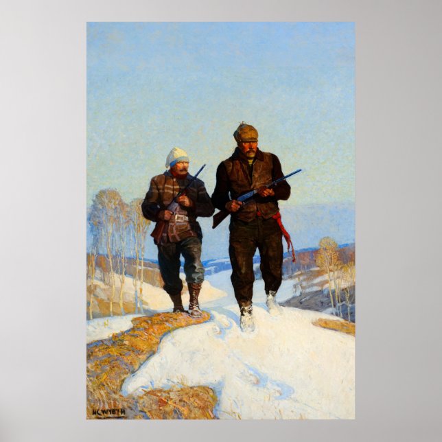 Hjort Hunters by Newell Convers Wyeth Poster (Framsidan)