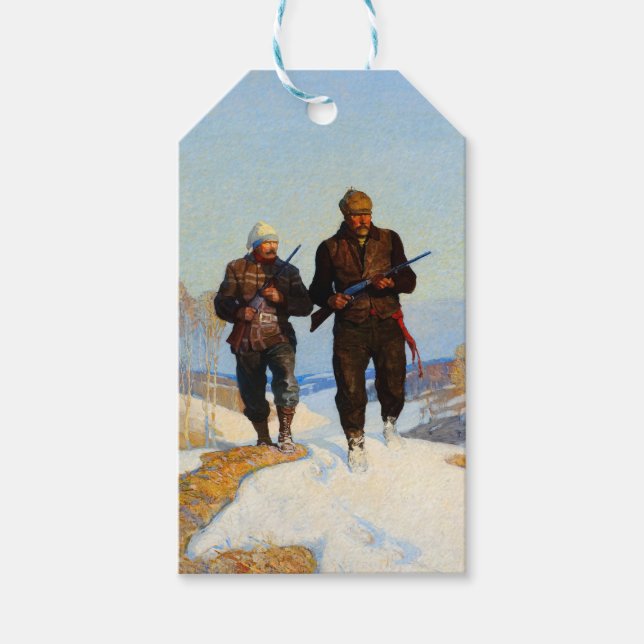 Hjort Hunters by Newell Convers Wyeth Presentetikett (Framsidan)