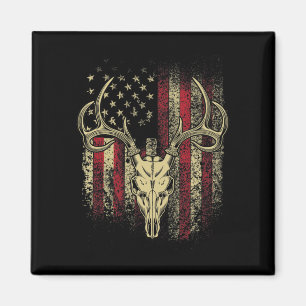 Hjort Hunters Hjort Skull på amerikansk Flagga Magnet