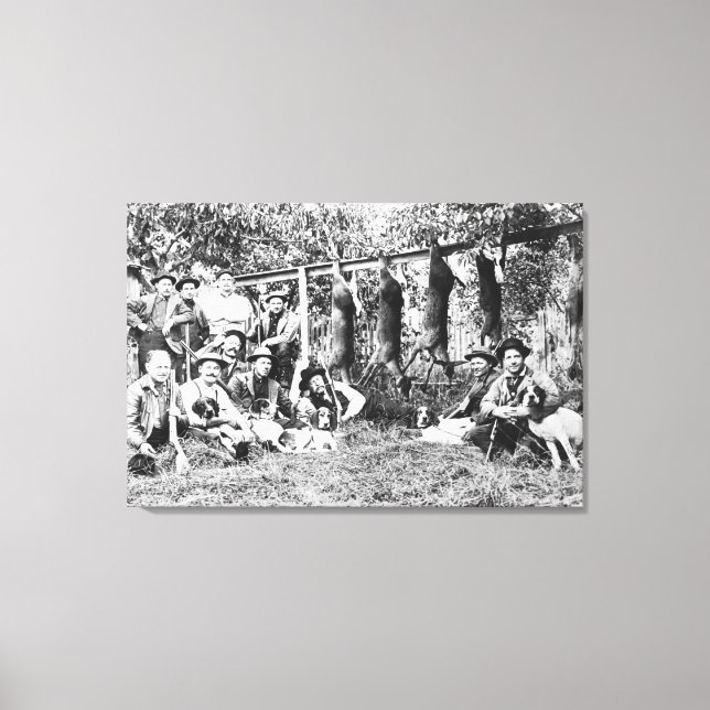 Hjort Hunters med hundar vid Huva Canal Canvastryck (Framsida)