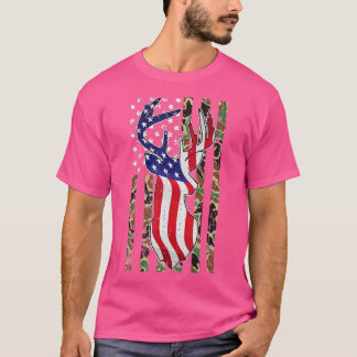 Hjort Hunting 4 juli American Flagga Camo Patrio T Shirt
