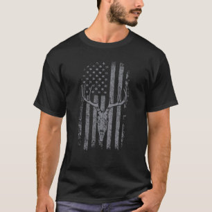 Hjort Hunting American Flagga Bowhunting Whitetail T Shirt