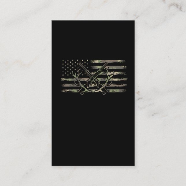 Hjort Hunting American Flagga Forest Gun Antler Visitkort (Framsida)