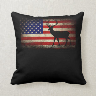 Hjort Hunting American Flagga USA Proud Hunter Kudde