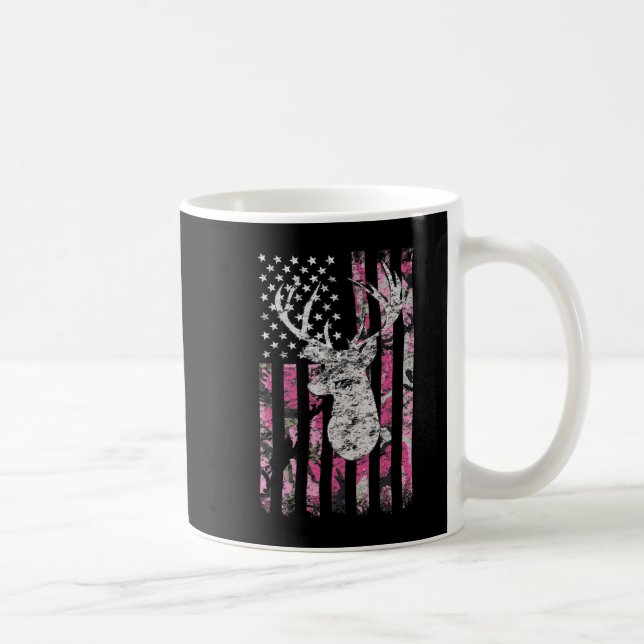 Hjort Hunting Camo American Flagga Buck Kaffemugg (Höger)