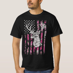 Hjort Hunting Camo American Flagga Buck  T Shirt