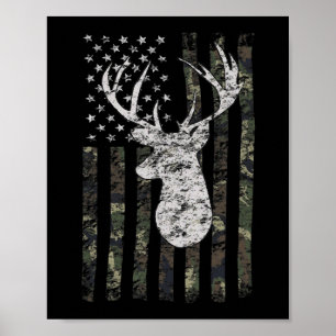 Hjort Hunting Camo American Flagga Poster