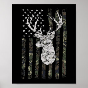 Hjort Hunting Camo American Flagga Poster