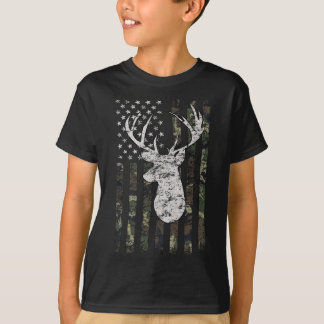 Hjort Hunting Camo American Flagga T Shirt