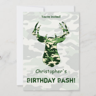 Hjort Hunting Camo Buck Inbjudningar