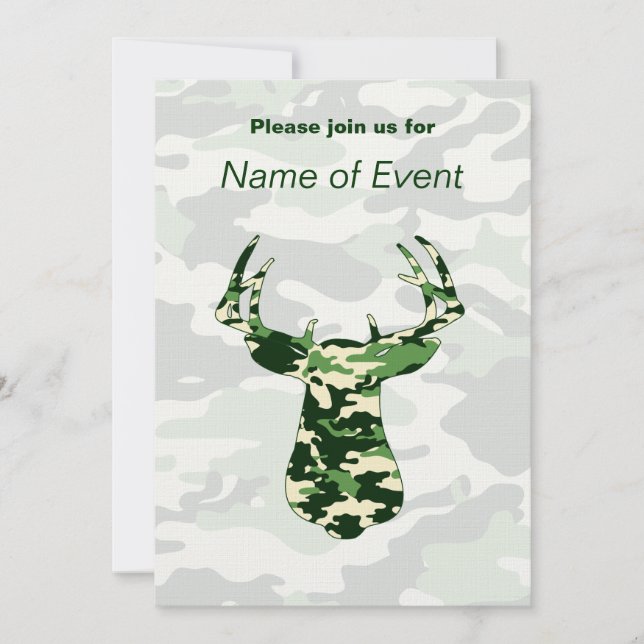 Hjort Hunting Camo Buck Inbjudningar (Framsida)
