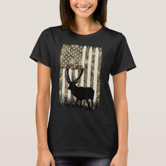 Hjort Hunting Camo Hunter American Flagga Usa Us E T Shirt