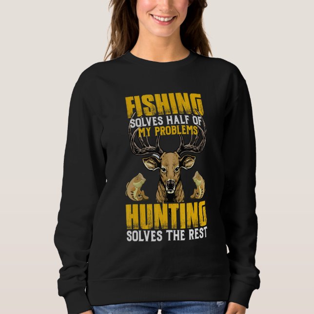 Hjort Hunting Fishing löser alla mina problem för  T Shirt (Framsida)