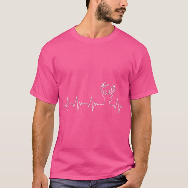 Hjort Hunting Heartslag T Shirt (Framsida)
