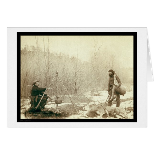 Hjort Hunting in Deadwood South Dakota 1887 Hälsningskort (Framsidan Horizontal)