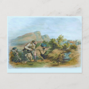 Hjort Hunting in Scottish Highlands Postcard Vykort