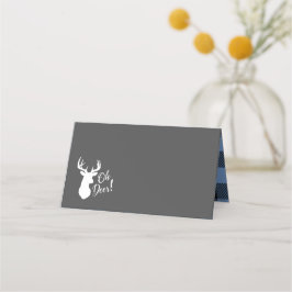 Hjort Hunting Lodge Baby Shower Antlers Boy Blue Placeringskort