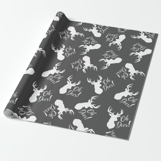 Hjort Hunting Lodge Baby Shower Antlers Boy Blue Presentpapper (Utrullad)