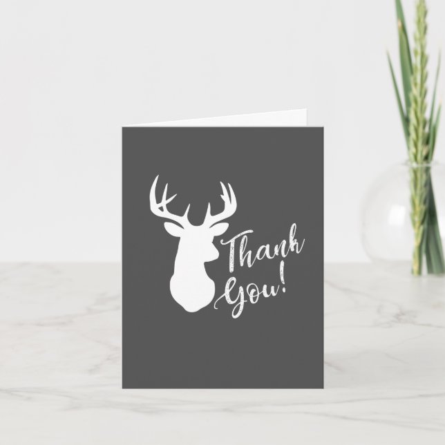 Hjort Hunting Lodge Baby Shower Antlers Girl Rosa Tack Kort (Framsida)