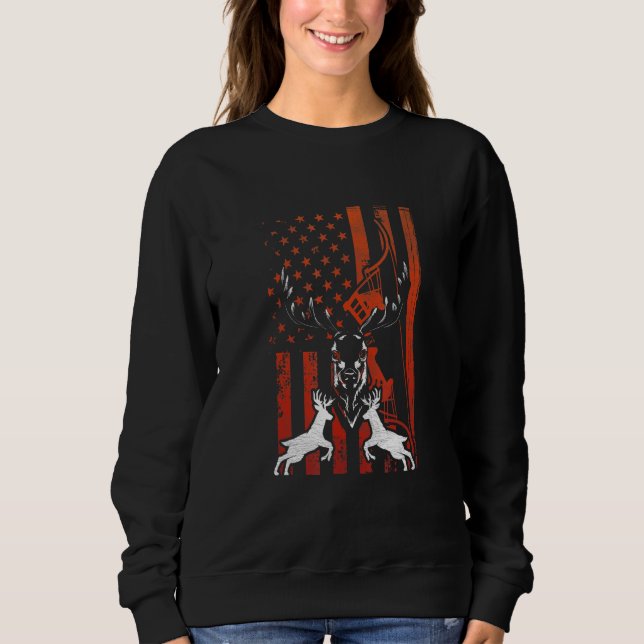 Hjort Hunting Patriotic Us Elk Bow Hunter Usa Amer T Shirt (Framsida)