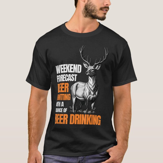 Hjort Hunting Season Hunter Drinking T Shirt (Framsida)