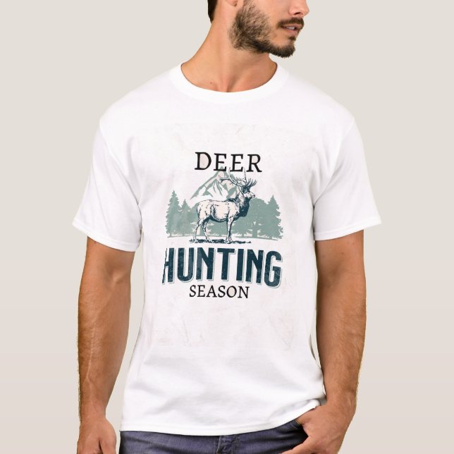 Hjort Hunting Season T Shirt (Framsida)