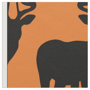 Hjort Hunting Silhouette Mönster Orange Background Tyg