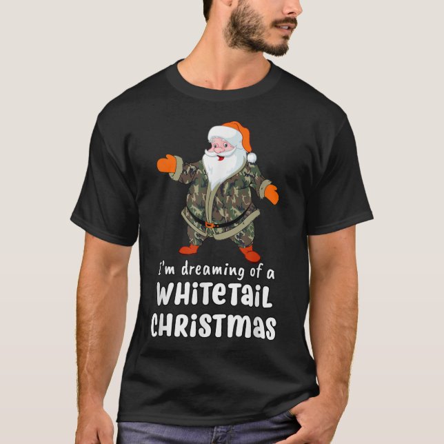 Hjort Hunting Whitetail jul Camo Santa T Shirt (Framsida)