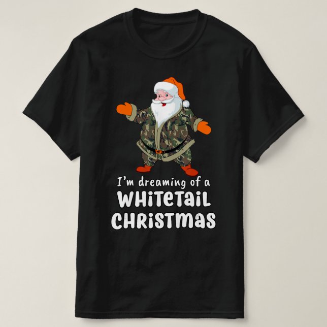 Hjort Hunting Whitetail jul Camo Santa T Shirt (Design framsida)