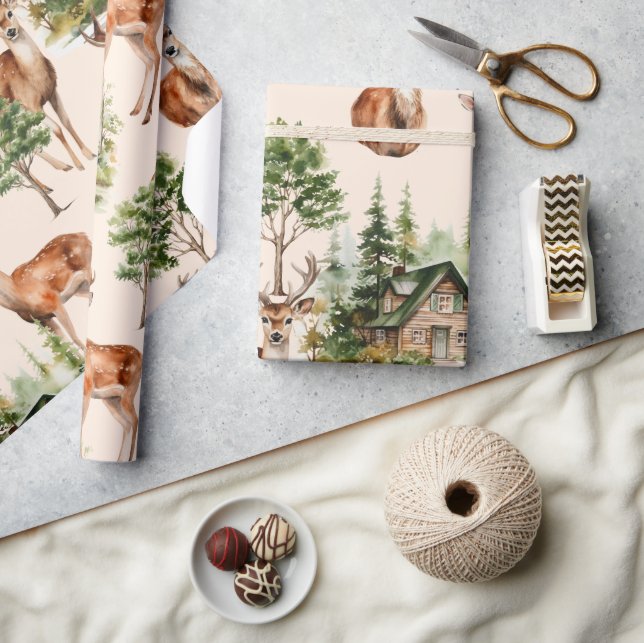 Hjort Hunting Wildlife Rustic Helgdag jul Presentpapper (Hantverk)