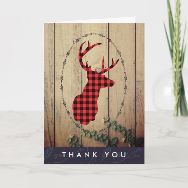 Hjort huvud med Antlers Red Play Rustic Tack Kort (Framsida)