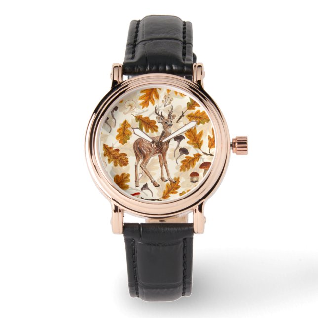 Hjort i autoskogen armbandsur (Framsida)