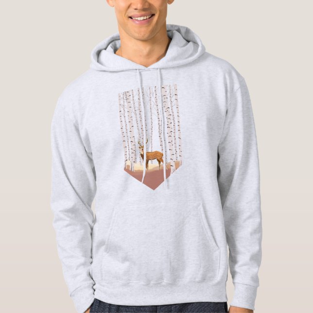 Hjort i Birch skogen Hoodie (Framsida)