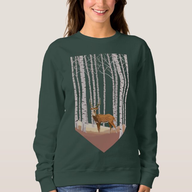 Hjort i Birch skogen T Shirt (Framsida)