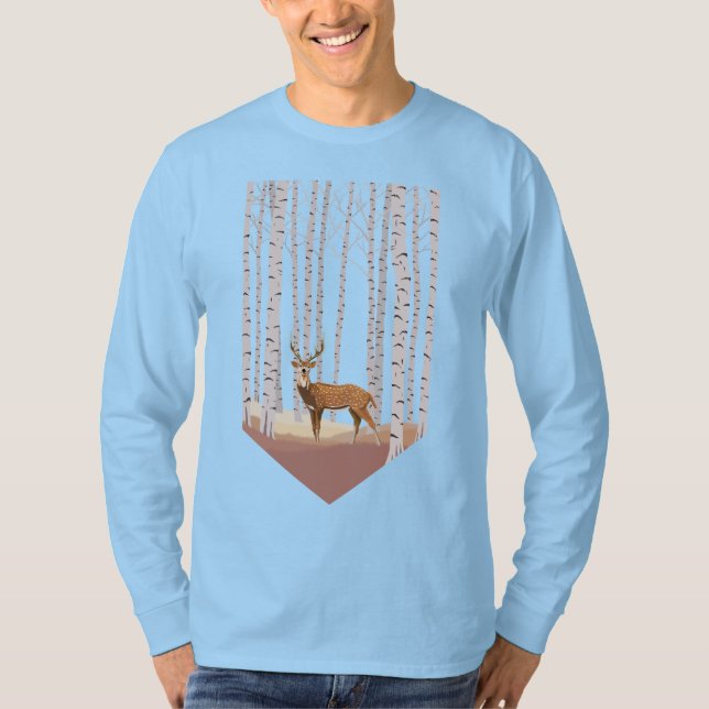 Hjort i Birch skogen T Shirt (Framsida)