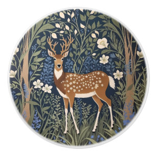 Hjort i blåklockeskog William Morris-inspirerad Knopp
