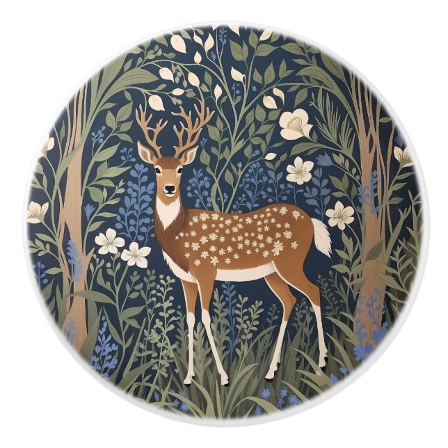 Hjort i blåklockeskog William Morris-inspirerad Knopp (Framsidan)