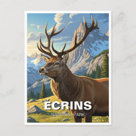 Hjort i Écrins nationalpark Frankrike Travel Vykort