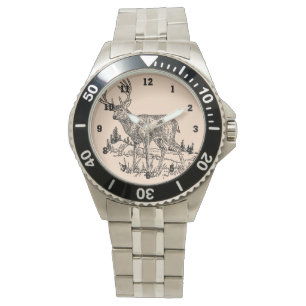 Hjort i en fältteckning armbandsur