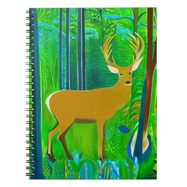 Hjort i en Fantasy Forest Setting Anteckningsbok (Framsidan)