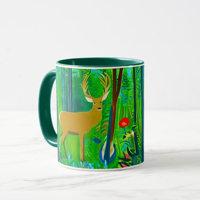 Hjort i en Fantasy Forest Setting Mugg (Framsida vänster)
