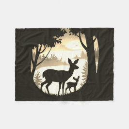 Hjort i Forest Clearing Fleece Blanket