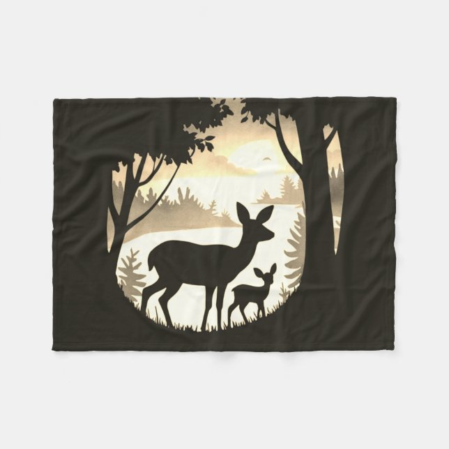 Hjort i Forest Clearing Fleece Blanket (Framsidan (Horisontell))