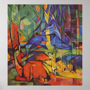 Hjort i Forest Franz Marc Poster