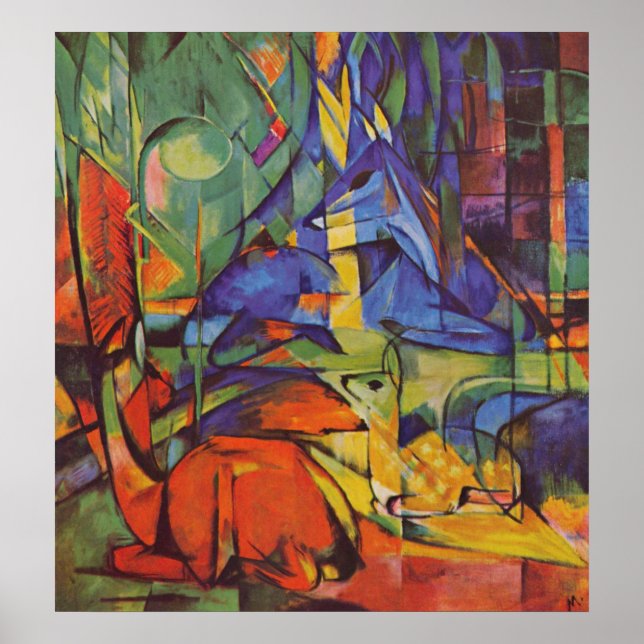 Hjort i Forest Franz Marc Poster (Framsidan)