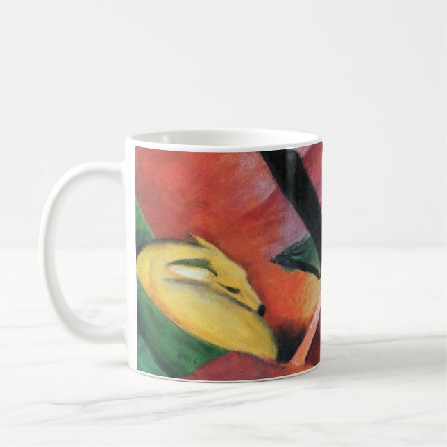 Hjort i Forest II av Franz Marc; Reh im Walde Kaffemugg (Vänster)