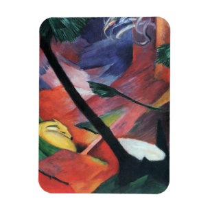 Hjort i Forest II av Franz Marc; Reh im Walde Magnet